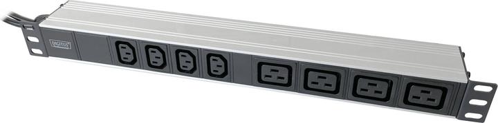 Actual product image Digitus 1U aluminium socket strip, rack mount, 4x C13, 4x C14, 2x 16A plug, open end