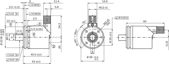 Immagine prodotto Sick Encoder assoluto serie AHS/AHM36, 4096 ppr, segnale SSI, tipo solido, albero da 6 mm