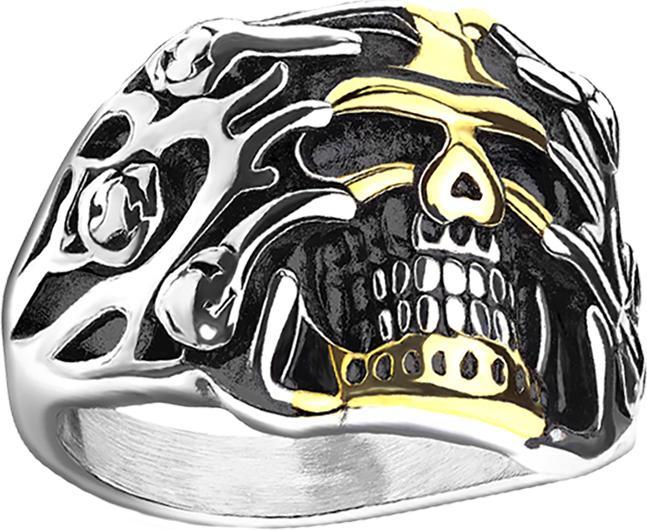 Actual product image Star Piercing Ring silver skull in rose vines (72, 900 Platinum)