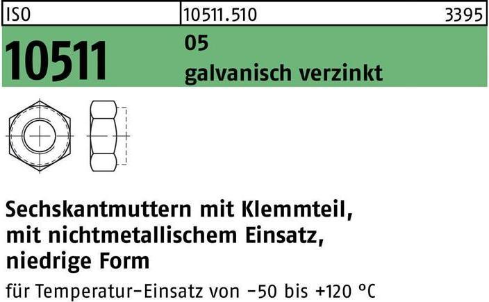 Productafbeelding Zeskantmoer ISO 10511 w.spandeel M 18 5 elektrolytisch verzinkt (M18)