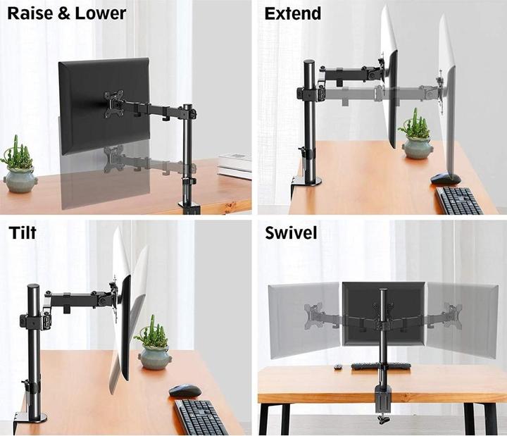 Image du produit Techly Kit de fixation pour moniteur (bras réglable) - noir - taille d'écran : 33- (Tables, 32.01")