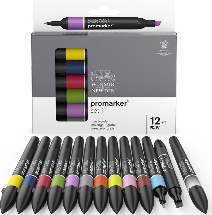 Image du produit Winsor & Newton ProMarker 12+1 set 1 (Multicolore, 12 x)