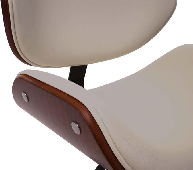 Produktbild Swisshandel24 Bürostuhl, Drehstuhl Schreibtischstuhl, Bugholz Walnuss-Optik Retro drehbar höhenverstellbar creme