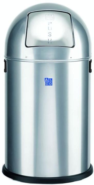 Alco Abfallbehälter 20l Metall silber mit Push-Einwurfklappe Edelstahl (20 l)