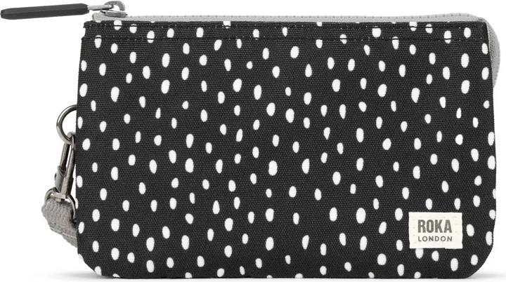 Roka London Carnaby Drizzle Ash Black Zip Pull with W/Strap Medium Recycled Canvas