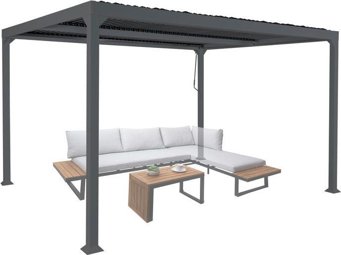 Image du produit Mendler Pergola en aluminium HWC-L41, structure métallique stable de 8 cm 3x3,7m, anthracite (306 cm, 368 cm)