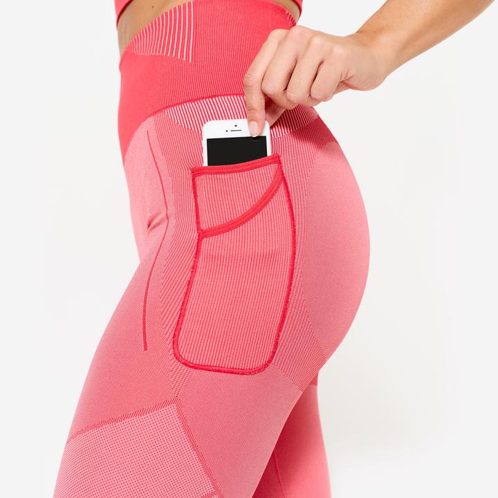 Produktbild Domyos Leggings Damen seamless hohe Taille - rot/rosa (XS)