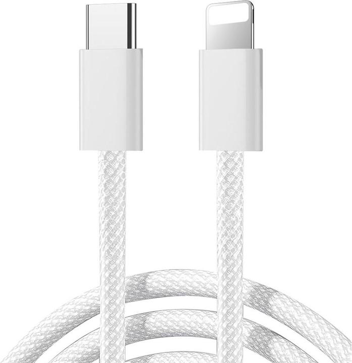 Produktbild Joyroom S-A45 Ben Series 30W Cable (USB-C - Lightning) Braided 1m - White (1 m, USB 3.2 Gen 1)