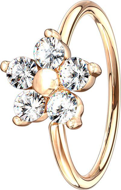 Actual product image Star Piercing Micro Piercing Ring rose gold crystal flower silver (Brass)