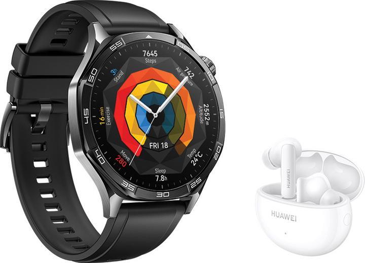 Huawei GT5 46MM Smartwatch, Schwarz + Freebuds 5i Ohrstöpsel