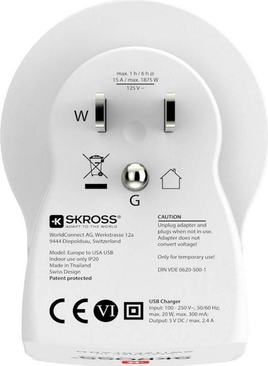 Produktbild Skross Reiseadapter EU - USA