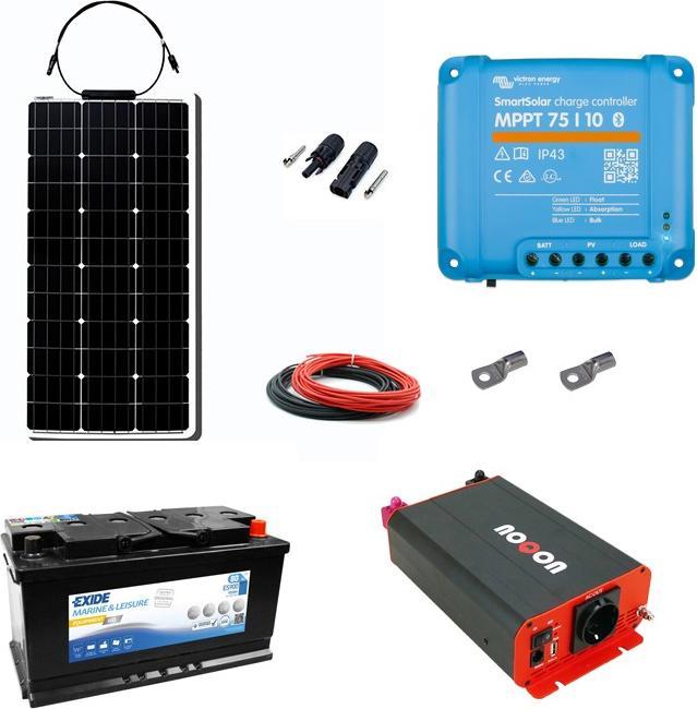 Actual product image Noqon Solar power system set 80Wp with battery 80Ah(Gel) and 500W inverter (80 W)