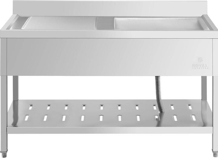 Image du produit Royal Catering Évier professionnel - 1 bac - - Acier inoxydable - 140 x 70 cm (Évier encastré avec égouttoir, 25 cm, 70 cm)