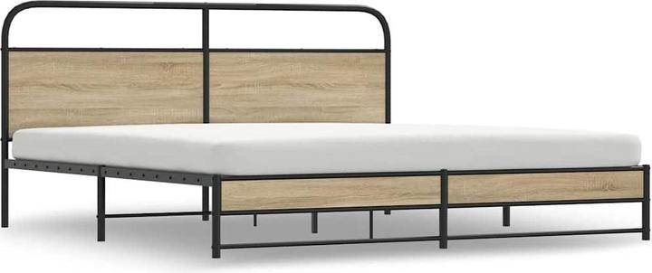 Produktbild VidaXL Metallbett ohne Matratze Räuchereiche 200x200 cm (200 x 200 cm)