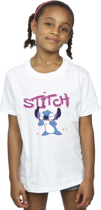 Actual product image Disney Girls Lilo And Stitch Graffiti Cotton T-Shirt (152, 158)