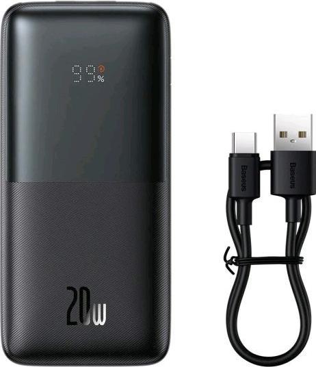 Produktbild Baseus Bipow Pro Power Bank 10000mAh 20W + USB 3A 0.3m Black Cable (PPBD040101) (10000 mAh, 20 Wh)