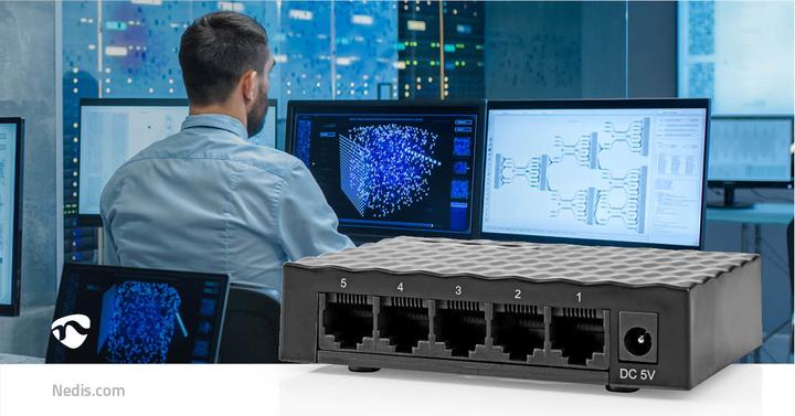 Immagine prodotto Nedis Switch di rete | Velocità cablata: Gigabit | Numero di porte Ethernet: 5 (5 Porti)
