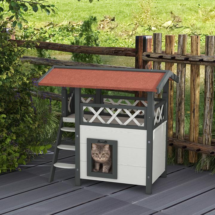 Immagine prodotto PawHut Casa per gatti con scale e tetto (Gatto)