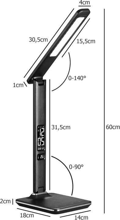 Produktbild Tec Dimmbare LED-Tischlampe mit USB-Anschluss und Display (450 lm)