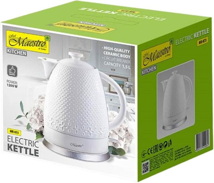Image du produit Maestro MR-073 Bouilloire 1 2 l 1200 W Blanc (1.50 l, Prise UE)