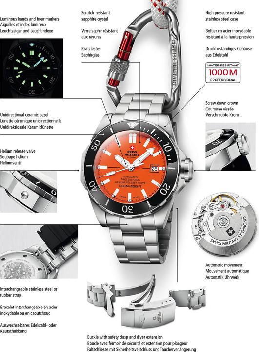 Produktbild Swiss Military SMA34092.06 Automatik Diver 45mm 100ATM (45 mm)