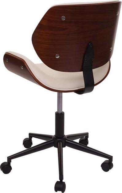 Produktbild Swisshandel24 Bürostuhl, Drehstuhl Schreibtischstuhl, Bugholz Walnuss-Optik Retro drehbar höhenverstellbar creme