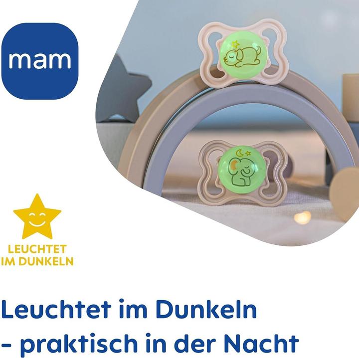 Produktbild MAM Supreme Night Silikon Schnuller, 2 Stück, 0-6 (2 x, bis 6 Monate)