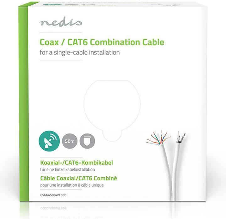 Produktbild Nedis IEC Coax CAT6 Kombikabel| RG59| 75 Ohm| Doppelt geschirmt| Eca| 50.0 m| rund - K (75 dB, Antennenkabel)