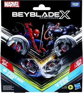 Actual product image Hasbro Beyblade X Marvel Collab Spider-Man 3-60F vs. Venom 3-80N Multipack Set (German)