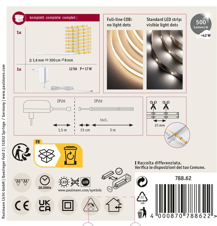 Actual product image Paulmann SimpLED COB Stripe Set (Warm white, 300 cm, Indoor)