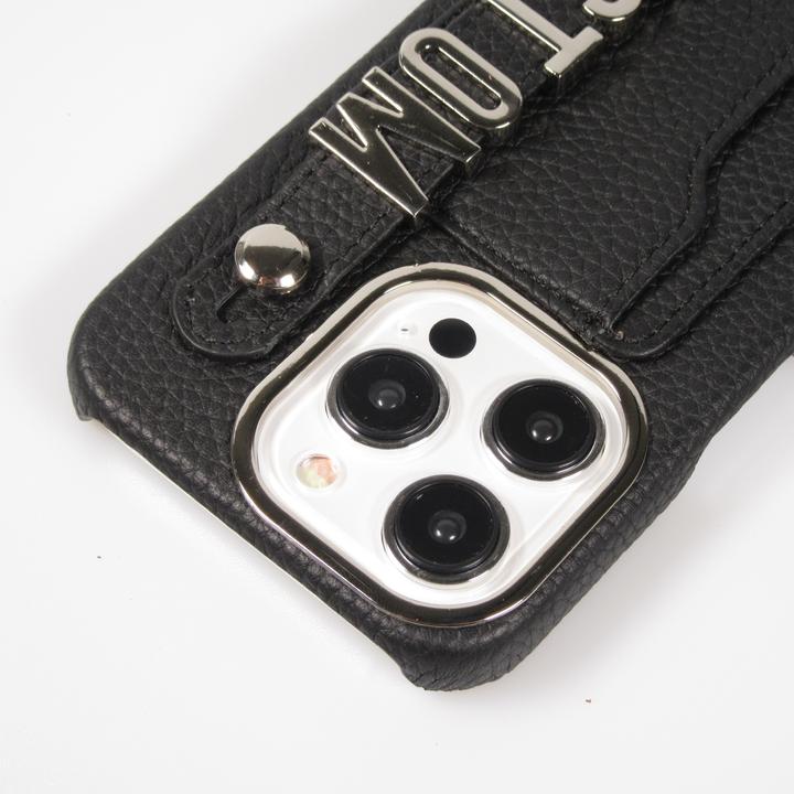 Image du produit PhoneLook Coque Personnalisée cuir sur mesure avec lettrage argent + lanière et compartiment carte (Apple iPhone 15 Pro)