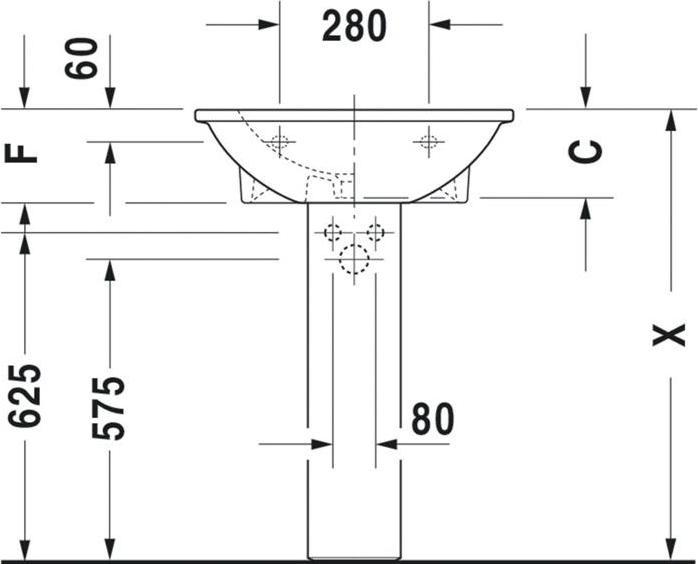 Produktbild Duravit Waschtisch DARLING NEW m ÜL HLB 1 Hahnloch 650x550mm weiss (550 mm, 650 mm)