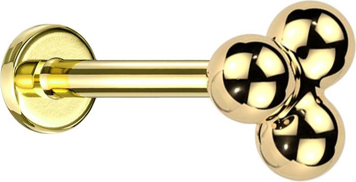 Star Piercing Micro Threadless Labret vergoldet drei Kugeln (ohne Messing, Titan G23)