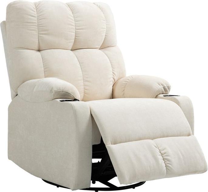 Swisshandel24 Relaxsessel Drehbar Fernsehsessel mit Liegefunktion, Schaukelfunktion Beige