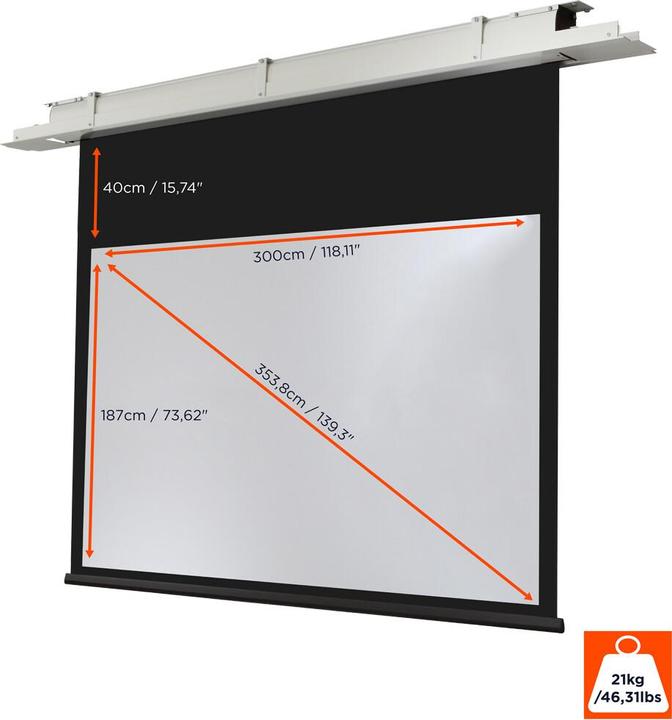 Actual product image Celexon Expert ceiling recessed - screen - ceiling mount, suitable for wall mount - m (139.37", 16:10)