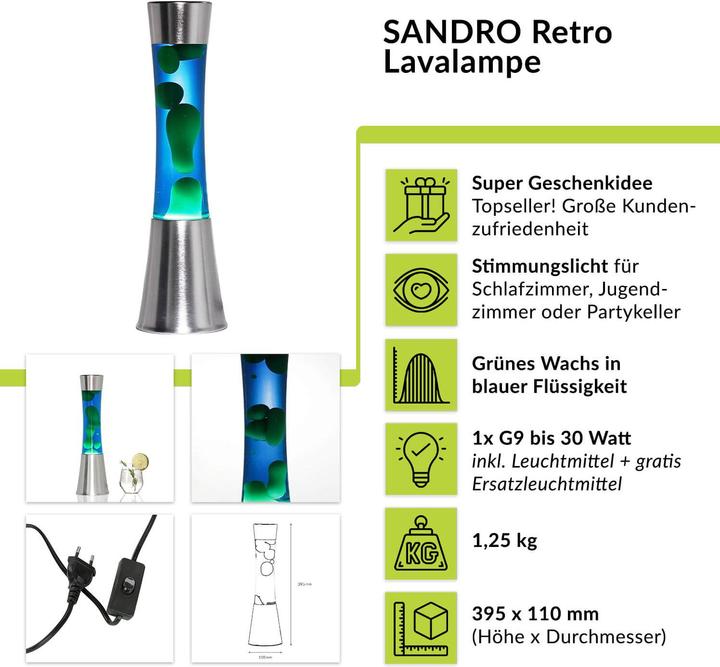 Actual product image Licht-Erlebnisse Sandro lava lamp (G9)