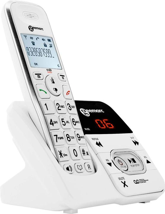 Actual product image Geemarc AMPLIDECT 295 Cordless telephone for seniors Answering machine Illuminated display White