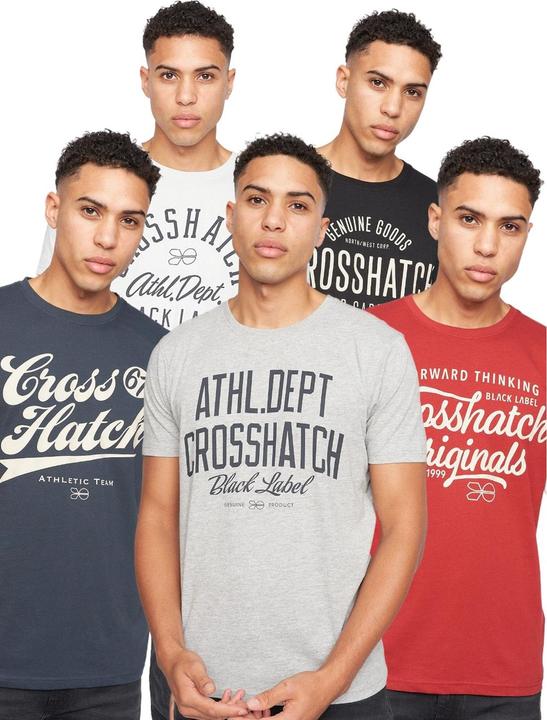 Actual product image Crosshatch Mens Luckmoore Assorted Designs T-Shirt (Pack of 5) (S)