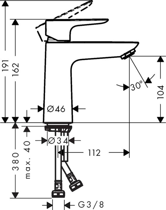 Produktbild hansgrohe Talis E Einhebel-Waschtischmischer 110 ohne Ablaufgarnitur (mattschwarz)