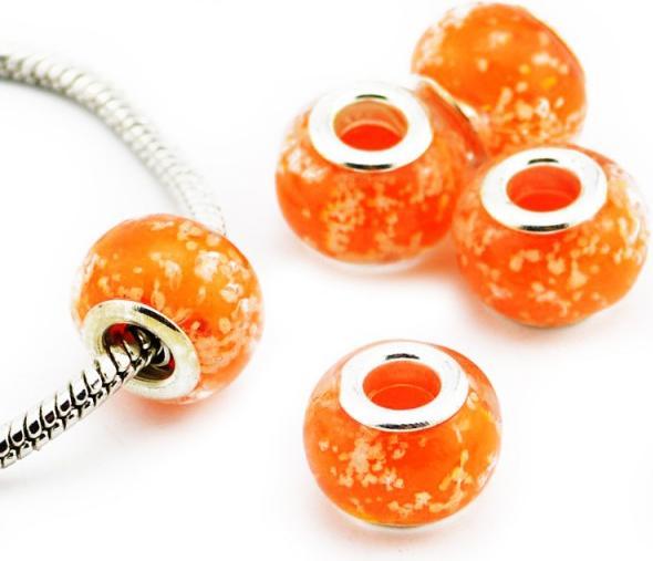 Image du produit Hermex Verre Bead Perle argenté 925 - Orange (Argent 925, Verre, Alliage métallique)
