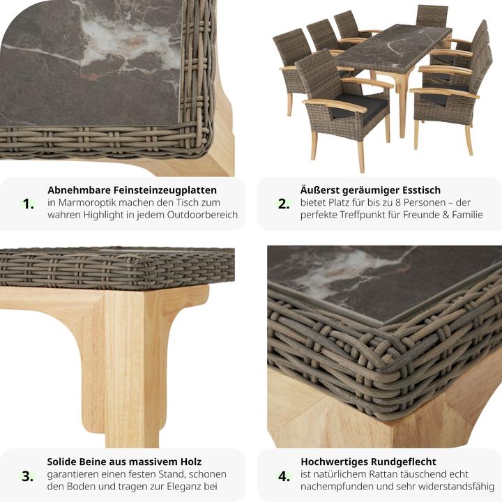 Image du produit tectake Table en rotin Foggia 196x87x76cm (196 cm)