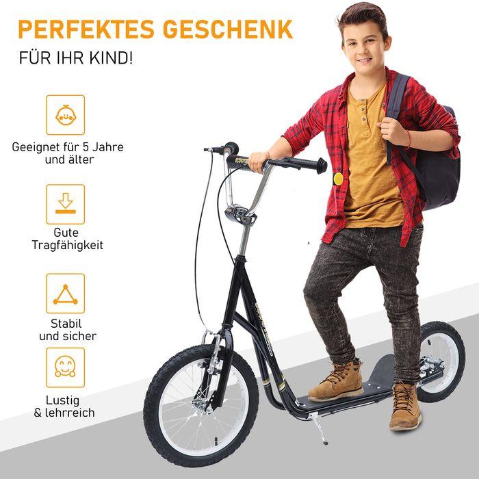 Produktbild Swisshandel24 Kinderroller 16/12 Zoll Scooter Tretroller mit Bremsen Cityroller Kickboard Kinder Roller für 5+ Jah