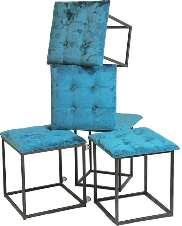 Produktbild Go Gift Puff-Transformator 5in1 - 5 Hocker in 1 Pouffe blauer Samt