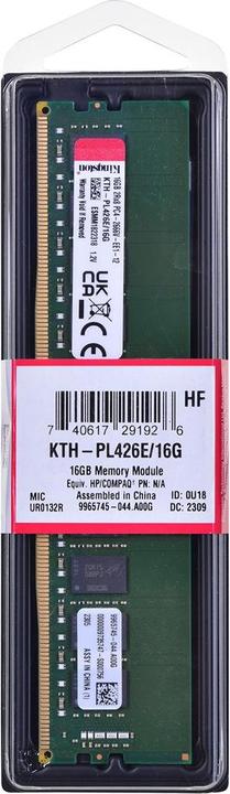 Produktbild Kingston KTH-PL426E/16G (1 x 16GB, 2666 MHz, DDR4-RAM, U-DIMM)