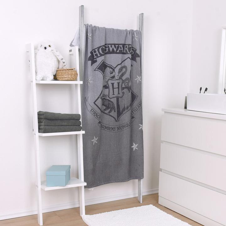 Produktbild Herding Harry Potter Velours-Handtuch Grau 70 x 140 cm (70 x 140 cm)