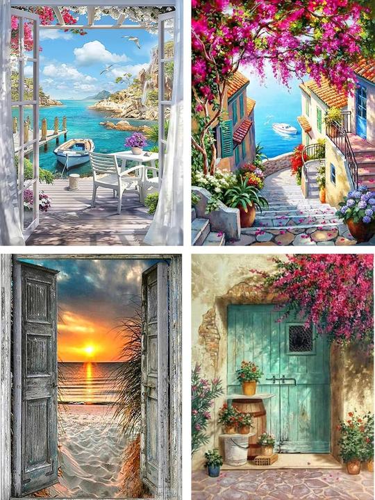 Image du produit Jomzuci Peinture par numéros - Coffret de 4 paysages
