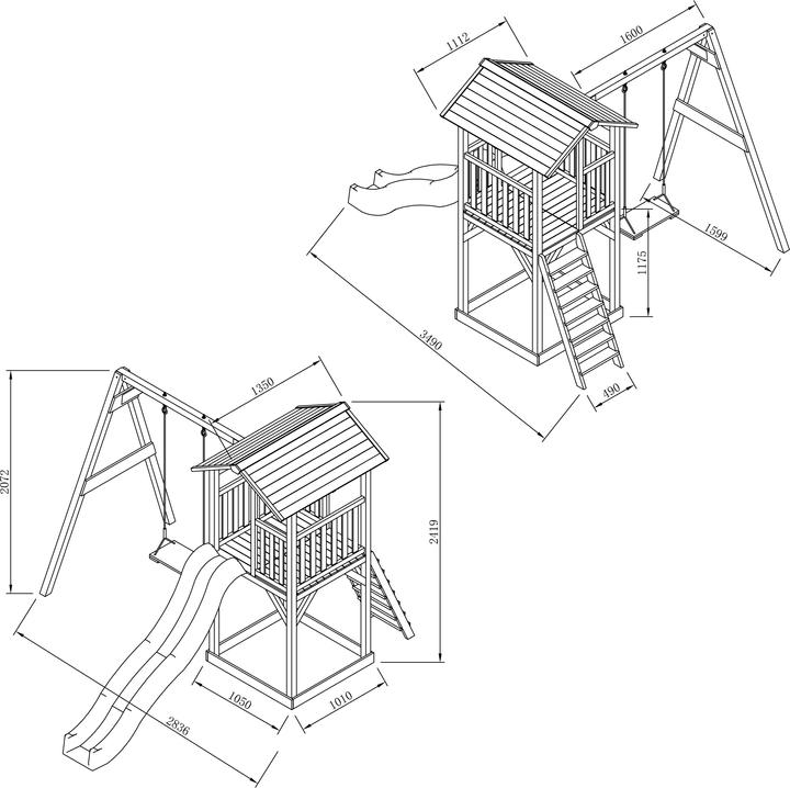 Actual product image Axi Beach Tower Play Tower with Single Swing Brown / White - Blue Slide
