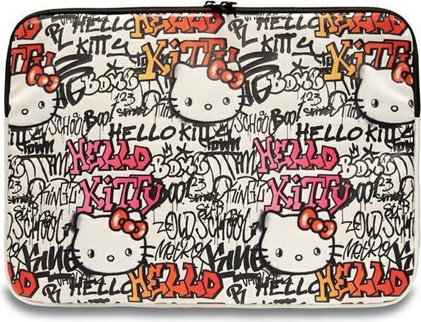 Produktbild Hello Kitty Sleeve HKCSZPDGPTE 14" beżowy/beige Zip PU Tags Graffiti (14")