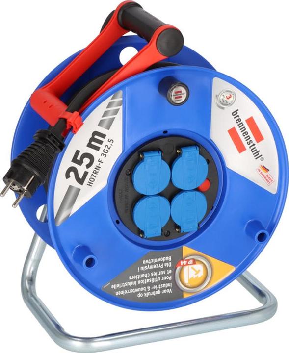 Productafbeelding Brennenstuhl Garant IP44 trommelverlengkabel 4 x 230V 25m (1208444) (25 m, 3.50 mm²)