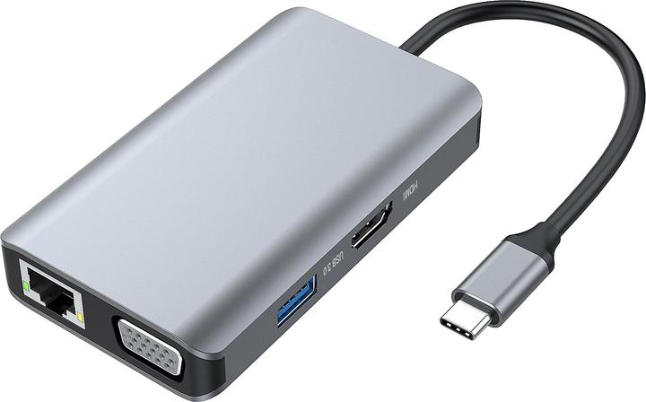 Actual product image Conceptronic Dock USB-C->HDMI,VGA,GbE,3xUSB3.0,100WPD 0.25m (USB-C, 6 Ports)